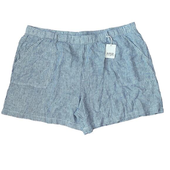 a.n.a Linen Blend Striped Blue and White Plus Size 3X 4th of July shorts - Picture 1 of 7